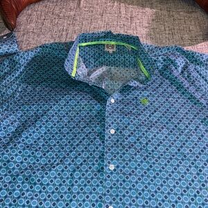 Cinch Blue and Green Patterned Button Down Shirt